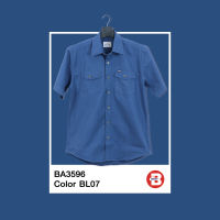 Bovy Blue Shirt  - เสื้อเชิ้ตแขนสั้นสีฟ้าเข้ม รุ่นBA-3596 สี ฺBL-07