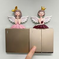 3D Angel Girl Resin Switch Sticker Living Room Bedroom Cartoon Girl Wall Socket Protection Cover Home Decor Accessories Wall Stickers Decals