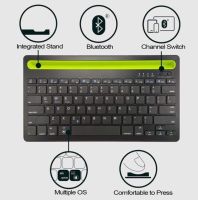 คีย์บอร์ดไร้สาย Fashion Bluetooth keyboard คีย์บอร์ดบลูทูธพร้อมแท่นวางมือถือ แป้นพิมพ์ภาษาไทย สำหรับ iOS/Android/Windows