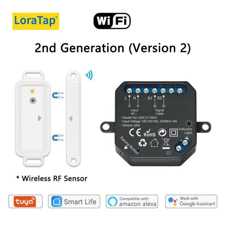 Loratap Tuya Smart Life Garage Door Sensors Opener Controller Switch