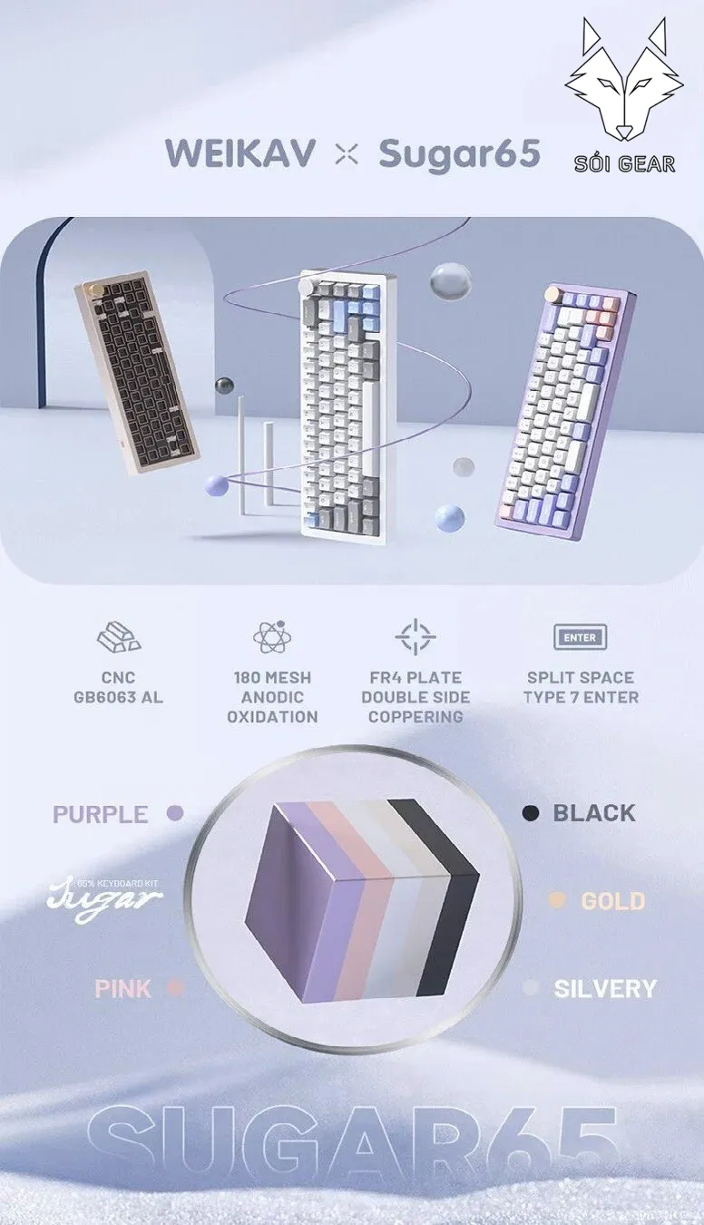 WEIKAV Sugar65 Mechanical Keyboard CNC Aluminum Case ANSI Layout