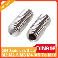 DIN916 M2 M2.5 M3 M4 M5 M6 M8 M10 M12 M16 304 Stainless Steel Hex Hexagon Socket Allen Cup Point Grub Set Screw Bolt Screw Nut Drivers