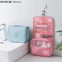 ZHONGMI Store Tas Kosmetik เดินทางแบบพับอเนกประสงค์,แบบพกพาความจุขนาดใหญ่กระเป๋าเก็บของกลางแจ้งตะขอแขวนกระเป๋าเข้าห้องน้ำ