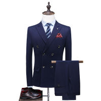 Gifts MenS New Korean Version Of Two Buckle Suit Three -Piece Professional Dress Best Man Groom Wedding Business