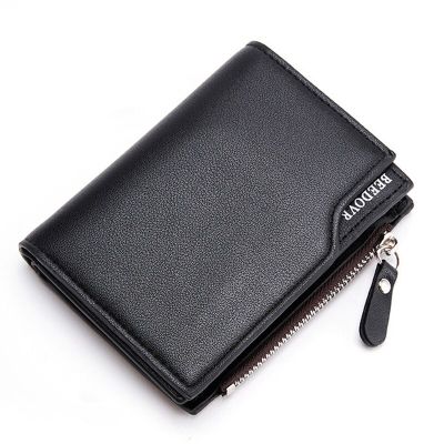 【JH】PU Leather Wallet for Men Short Casual Carteras Business Foldable Wallets Luxury Small Zipper Multi-card Slot Coin Pocket Purse