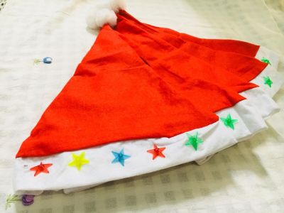 หมวกซานต้าครอส มีไฟ รูปดาว สำหรับปาร์ตี้วันคริสต์มา สินค้าได้มาตรฐาน มอก.