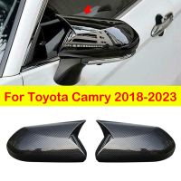 ฝาครอบกระจกมองหลังสำหรับ Toyota Camry 2018 2019 2020 2021 2022 2023หมวกแก๊ปมีปีกตัดวิวเคสคาร์บอนไฟเบอร์