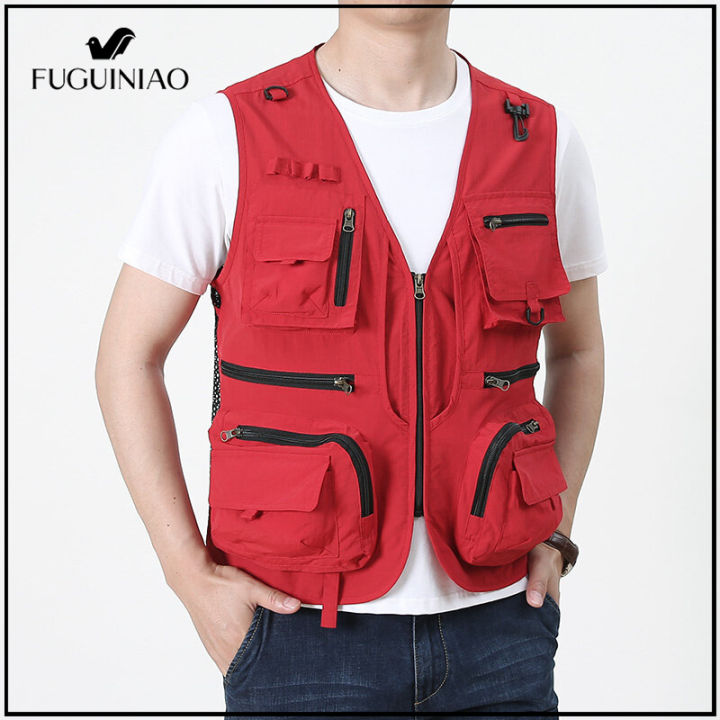 fuguiniao-แจ็กเก็ตเสื้อกั๊กผู้ชาย-อีกหลายกระเป๋าผ้าตาข่ายชุดยุทธวิธีกลางแจ้งสำหรับตกปลา