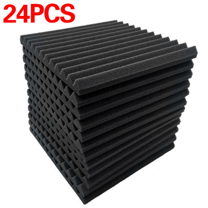 Blue Shop 24PCS Muffling Panels Foam Studio Acoustic Tiles Flame ...