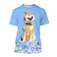 2023 NewMen และสตรีฤดูร้อนสบายๆแขนสั้นบุคลิกภาพ Street Dog เสื้อใหม่แฟชั่นน่ารัก Akita สุนัข3D พิมพ์เสื้อยืด