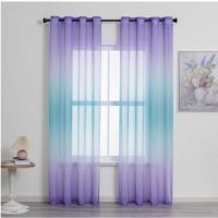 Colorful Sheer Curtains for Living Room Wedding Yellow Grey Gradient Tulle Kitchen Romantic Rainbow Voile Sliding Glass Door