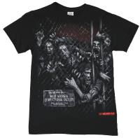 The Walking Dead Mens เสื้อยืด-Zombie Attack On The Georgia Prison Image9449