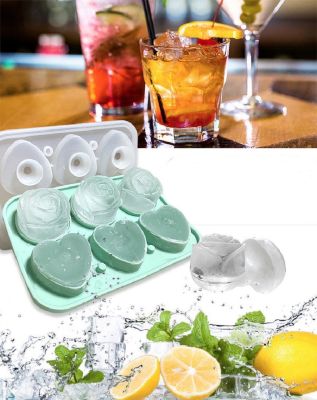 6-cell Mold Rose Ice Cube Mold Silicone Ice Mold Heart Shape Ice Cube Tray Rose Love Mold Shape Ice Balls Maker Love Ice Mold Make Ice Artifact Ice Cube Mold 6-cell Mold Whisky Balls Mold