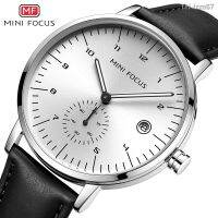 ⌚ นาฬิกา The MINI FOCUS brand watch leisure male table calendar noctilucent waterproof leather strap 0303 g