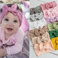 Cute Bows Baby Girls Headband Soft Elastic Baby Hair Bands Turban Solid Color Newborn Infant Headband Baby Hair Accessories