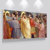 The Kiss Of Judas By Giotto Di Bondon พระเยซูที่มีชื่อเสียงภาพวาดผ้าใบโปสเตอร์และพิมพ์ภาพผนังศิลปะห้องนั่งเล่นตกแต่งบ้าน