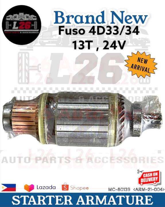 Fuso 4D33/4D34 STARTER ARMATURE 13T 24V MC80139 ARM21004 Lazada PH