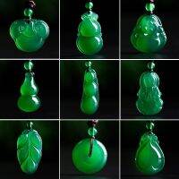 Natural Ice Green Jade Chalcedony Agate Maitreya Buddha Pendant Mens and Womens Jade Jewelry Ruyi Pendant Wholesale 5SMB 5SMB