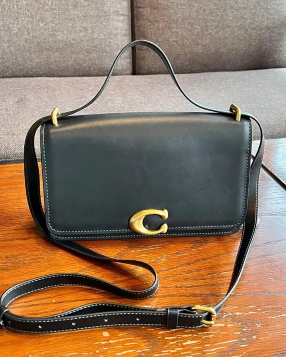 Coach CC416 Bandit Shoulder Bag in Black Luxe Refined Calf Leather with ...