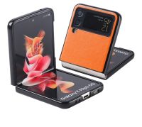 ☌☂♙ Case for Samsung Galaxy Z Flip3 Phone Case F7110 Protective Case Galaxy Flip3 Plain Leather Plastic Hard Protective Cover