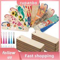 RUPANBO039392692 รูปทรงสี่เหลี่ยมผืนผ้า บุ๊คมาร์คไม้เปล่า ไม้สำหรับไม้ บุ๊คมาร์ค งานฝีมือไม้ DIY เครื่องประดับที่คั่นหนังสือเปล่า ไม้ที่ยังไม่เสร็จ ป้ายแขวนแท็ก ของตกแต่งวันคริสต์มาส