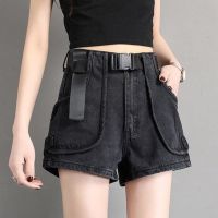 COD jfdss Black Denim Shorts Women New Style Slimmer Look High Waist Korean Version Loose a-Line Hot Pants