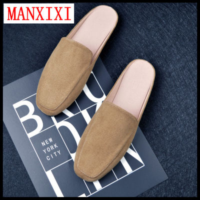 MANXIXI Brand Korean Version Flat Slippers Mules Sandals Big Size Beautiful Slip On Shoes For Women (32-44 Size)