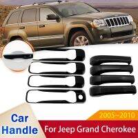 สำหรับ Jeep Grand Cherokee 3 III WK 2005 2006 2007 2008 2009 2010กลอสสีสติ๊กเกอร์ฝาครอบที่จับประตูสมาร์ทสีดำเครื่องประดับตกแต่งรถ