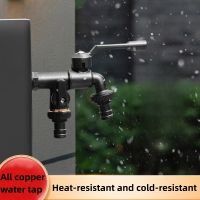 Black Brass Faucet Outdoor Garden Anti-Freeze Bibcocks with Dual Outlet for Washing Machine 1/2 Inch Outdoor Hose Faucet Garden