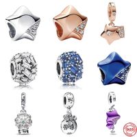 2022 New 925 Silver Bead Stars Snowflake Snowglobe Dangle Charm Fit Pandora Original Charm bracelets for Women Gift Fine Jewelry