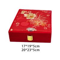 Multifunctional Jewelry Display Box Earrings Bracelet Rings Chinese Style Red Velvet Storage Case Gift Box Organizer for Wedding