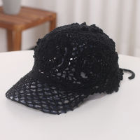 Hand Woven Baseball cap Women Handmade Flower Hollowed Thin Skullies Cap Spring Summer Breathable Leisure Fashion Knit Hats