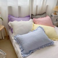 {fabric sofa} Cilected Ins ปลอกหมอนอิง2ชิ้นสีทึบเร้าใจปลอกหมอนตกแต่งห้องสาว