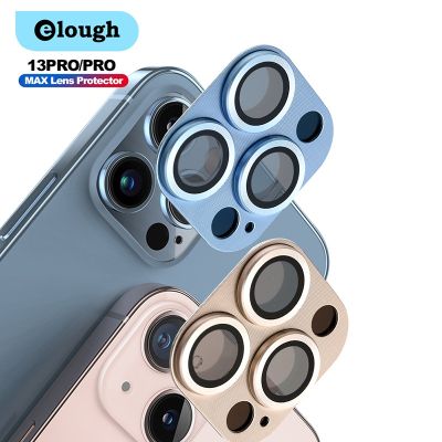 【cw】 Elough Metal Ring Glass Camera Lens Protector for iPhone 13 Pro Max Full Cover Camera Lens Case Aluminum Alloy Glass Cap Film ！