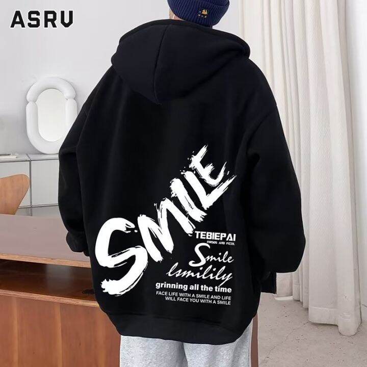 asrv-เสื้อฮู้ดชาย-เสื้อมีฮู้ดผู้ชาย-hoodie-เสื้อกันหนาว-ผู้ชาย-เสื้อฮู้ดแบบมีซิปมีฮู้ดของผู้ชายเสื้อโค้ทลำลองพิมพ์ลายทรงหลวม