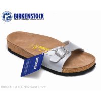 COD 【Original】Birkenstock Madrid mens/womens classic cork silver snake print slippers 34-44