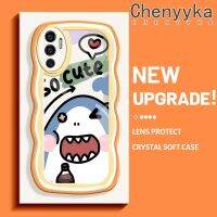 Chenyyka เคสสำหรับ VIVO V23E 4G V23E 5G V23 5G S12 5G Y75 เคสการ์ตูนน่ารักปลาฉลามใหม่มาการอง ขอบคลื่นกันกระแทกแบบใสนิ่มเคสมือถือโปร่งใสลายรูปที่สร้างสรรค์เคสซิลิกาเจลฝาครอบป้องกัน