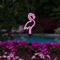 LED Bird Lamp Flamingo Neon Pile Solar Power Light Outdoor Fence Light Courtyard Garden Solar Led Lamp Waterproof Outside Deco