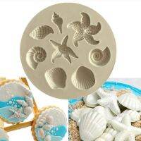 【lz】✶✤❍  DIY Bolo Ferramentas de Decoração Sea Creatures Conch Starfish Shell Fondant Cake Candy Silicone Moldes Criativo DIY Chocolate Mold