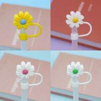 FROLIC 10 PCS สีสันสดใส หมวกคลุมฟาง ดอกไม้3D ลายดอกเดซี่ ท็อปเปอร์หลอดซิลิโคน อุปกรณ์เสริมหลอด10มม. น่ารักน่ารักๆ ฝาปิดหลอด สแตนลี่ย์คัพ