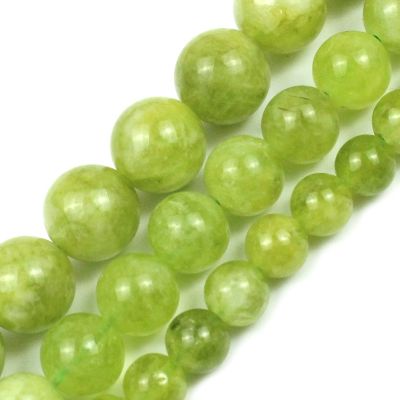 Natural Olive Green Peridot Cracked Crystal Round Loose Spacer Beads 6 8 10mm Strand For Jewelry Making DIY Bracelet Necklace
