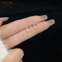 Fresh sky ต่างหูเม็ดเล็กแบบเรียบสีเงิน1คู่สำหรับผู้หญิงเข็มเงิน925สำหรับผู้หญิงเครื่องประดับเจาะหูสำหรับใส่ทุกวัน