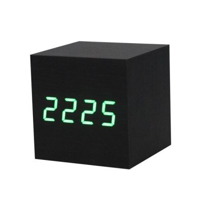 【Worth-Buy】 ไม้ดำ Led ดิจิตอลนาฬิกาปลุกตั้งโต๊ะนาฬิกาสีน้ำตาลควบคุมด้วยเสียงอุปกรณ์ประหยัดพลังงานแบบคู่แหล่งจ่ายไฟ