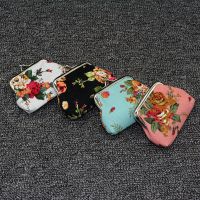 ✈ Women Roses Canvas Mini Coin Purses 1pcs New Elegant Floral Wallet Lady Child Girl Mini Hasp Money Change Pouch Key Holder