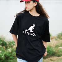 KANGOL เสื้อยืดแขนสั้นผู้ชาย,พิมพ์ลายผ้าฝ้ายทรงหลวมและอเนกประสงค์สไตล์ลำลอง