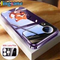 Jingsasnc เคสชัดเจนแบบ HD สำหรับ Xiaomi 13 Lite/ Xiaomi CIVI 2 5G เคสลายโคล่าที่มีแมวการ์ตูนน่ารักชุบโลหะด้วยไฟฟ้าและปกป้องฟิล์มเลนส์ในตัวฝาครอบซองนุ่มกันกระแทก Xiaomi 13 Lite/ Xiaomi Civi 2 5G X7-1