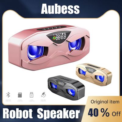 Cool Robot Design Bluetooth Speaker LED Rhythm Flash Wireless Loudspeaker FM Radio Alarm Clock TF Card Support Subwoofer 2500mah Wireless and Bluetoot