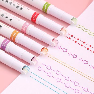 12 Pcs Line Shaped Highlighter Pens set Graffiti Art Pen Multi Colorful Roller Tip Curve Liner Marker Novelty Stationery School