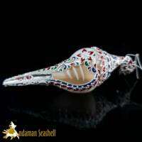 Andaman seashell จี้สังข์มงคลเงินแท้ ลงยา 3 สี 70-80 มิลลิเมตร