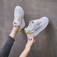 Womens Casual White Shoes Fashion Comfortable Sakte Shoes Girl Leisure Mixed Colors Flat Skate Shoes Student Lace-up Sneakers